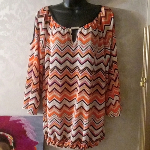 Notations Tops - Notations Chevron Print Top 2x